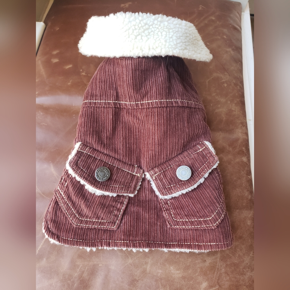 Dog vest Size XS chocolate corduroy w/fleece lining - Picture 1 of 9